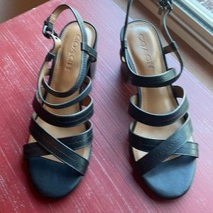 Coach black scrappy chunk heel Leather sandals